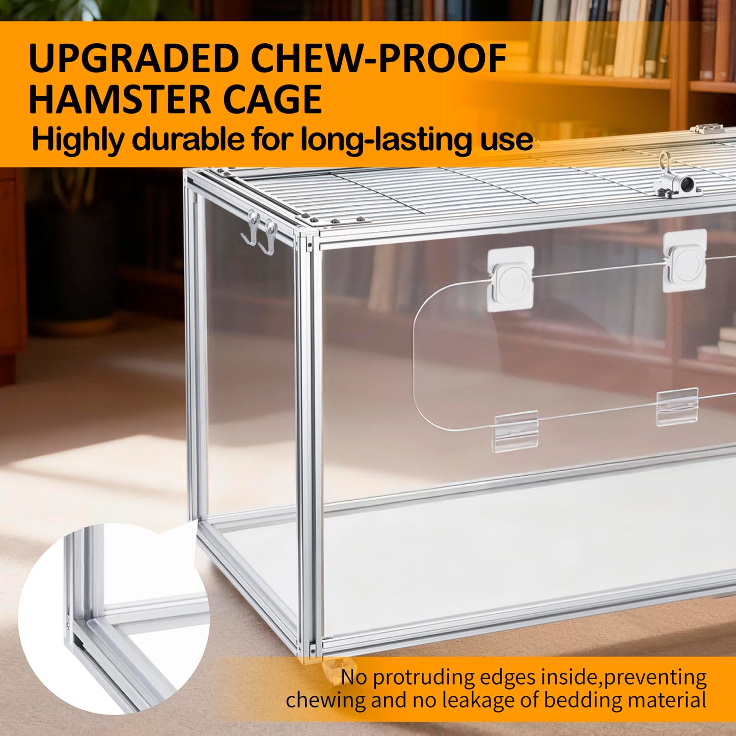 BESNEW Chewproof T Slot 2020 Aluminum Profile Hamster Cage,Large Hamster Cages,Top & Front Openable,Standard Aluminum Profiles for DIY Pet Habitats