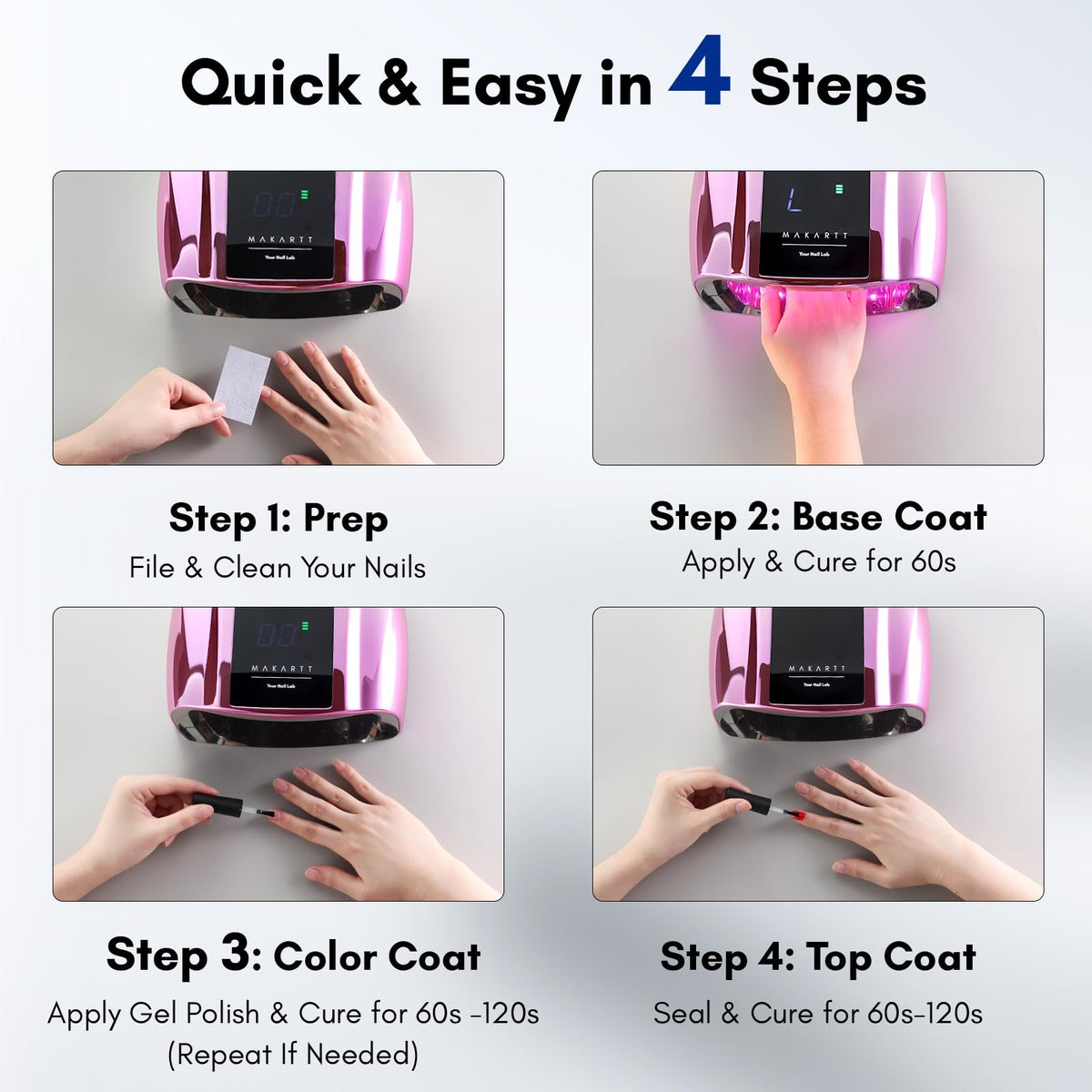 Makartt UV LED Nail Lamp - Fast Curing UV Light with Handle Nail Dryer with 42 Beads 4 Timers Cordless Rechargeable Lamp LCD Touchscreen & Smart Sensor(Gradient Purple)