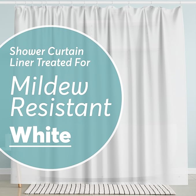 BigFoot Shower Curtain â 72 x 72 PEVA Heavy Duty Shower Curtain with Rustproof Metal Grommet and 3 Magnetic Weights â Odor Free and Compatible with Standard Showers, White