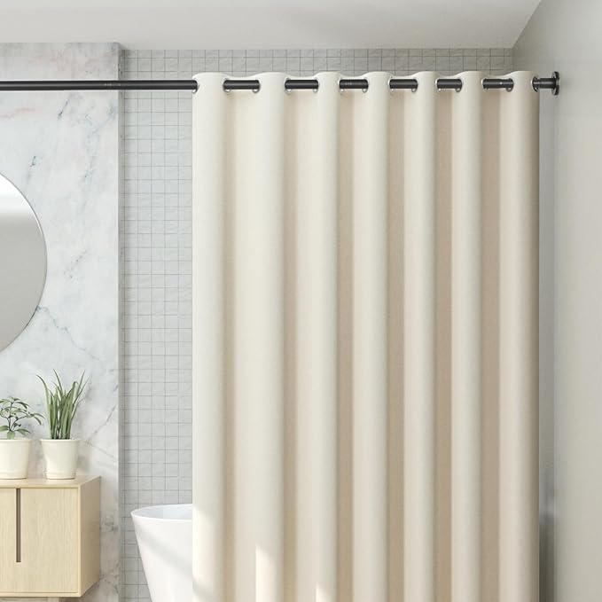 CorkLatta 2 Pack Black Shower Curtain Rod 31 to 80 Inch,1 Inch Diameter Adjustable Spring Tension Stainless Steel Telescoping Rod,Easy Install,No Rust