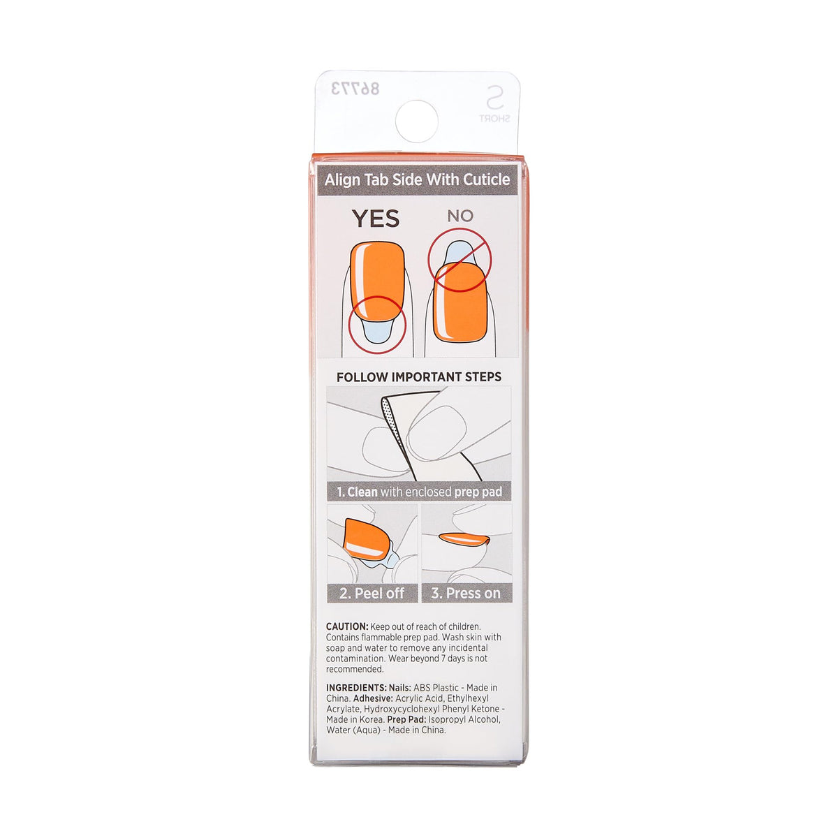 Impress Color Press On Nails, ‘'Sweet Mango', Solid Orange, Short Squoval, PureFit Technology, Patented Super Hold Adhesive, Chip Proof, Smudge Proof, Mini Nail File, Manicure Stick & 30 Fake Nails