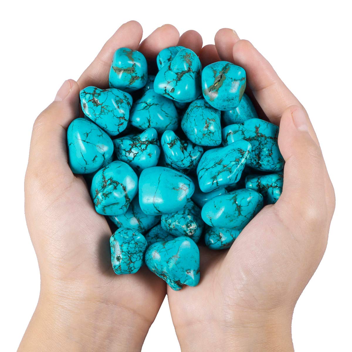 rockcloud 1/2 Ib Green Howlite Turquoise Irregular Tumbled Polished Stones for Wicca, Reiki and Energy Healing Crystal Home Decoration