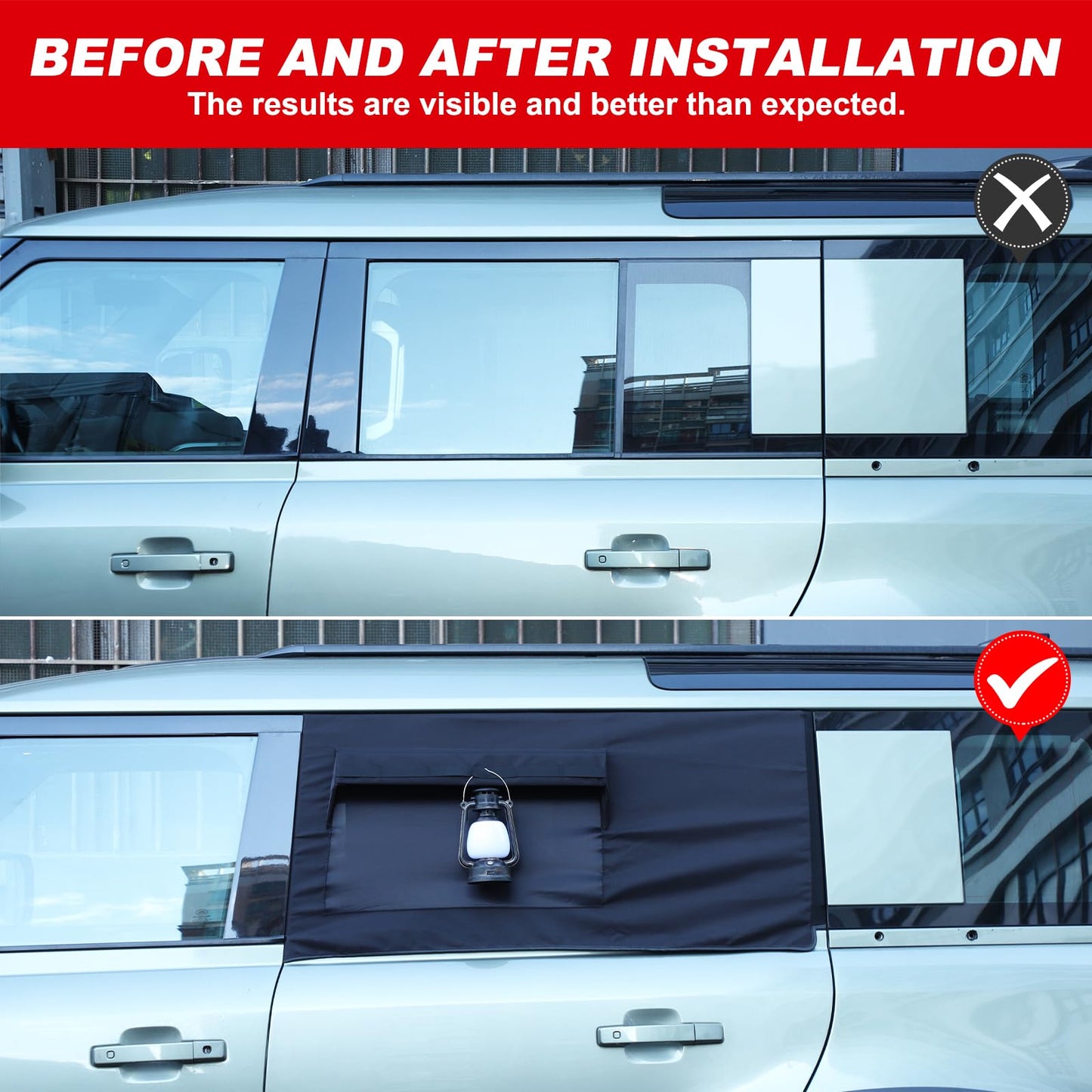 PIUGILH Rear Door Window Shade Compatible with Land Rover Defender 90 110 130 2020-2026 Camping Accessories Car Rear Door Window Screen Sun Shade Privacy Protection, 2Pcs