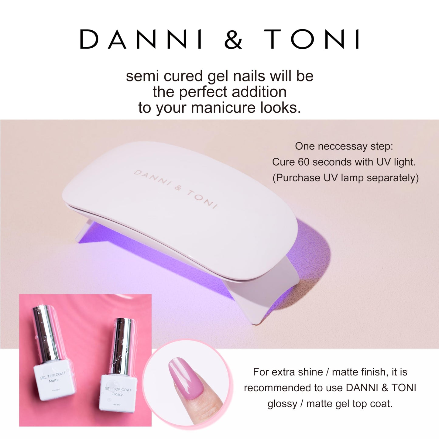 DANNI & TONI Semi Cured Gel Nail Strips White Tipped French Gel Nail Wraps 28 Stickers | Crisp Vow