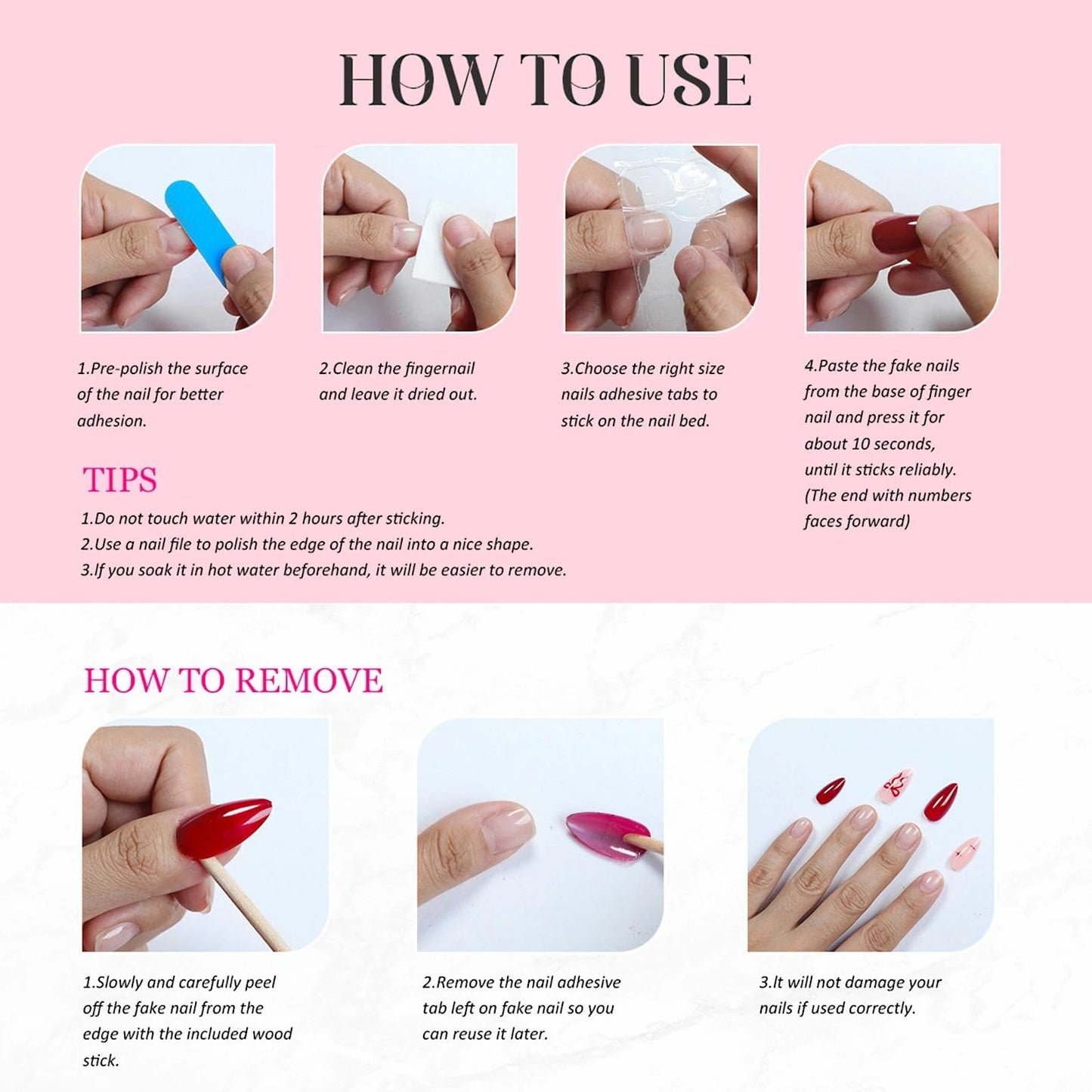 Handmade 3D Floral Square Press On Nails, Pink Gradient Luxury Artisan Nails Set, Reusable Glossy Press-ons with Tool Kit (S)