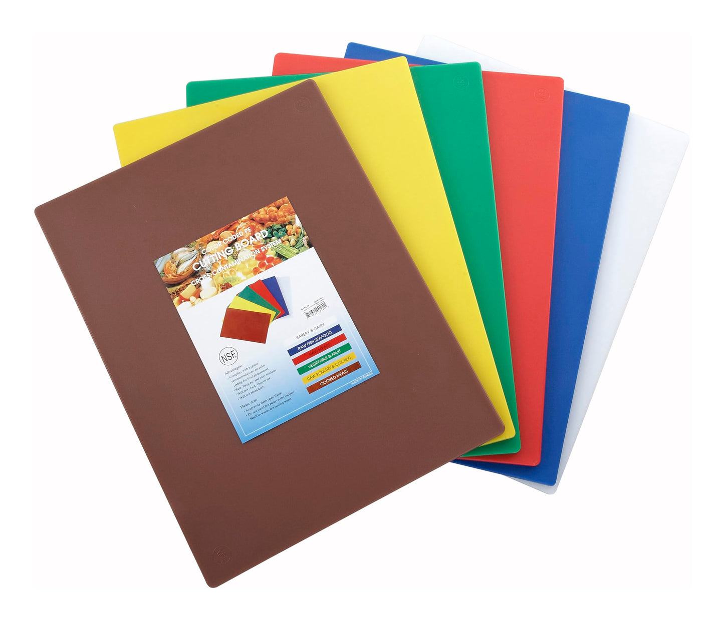 Winco Heavy-Duty Plastic Cutting Board, 15" x 20" x 1/2", Assorted, Medium