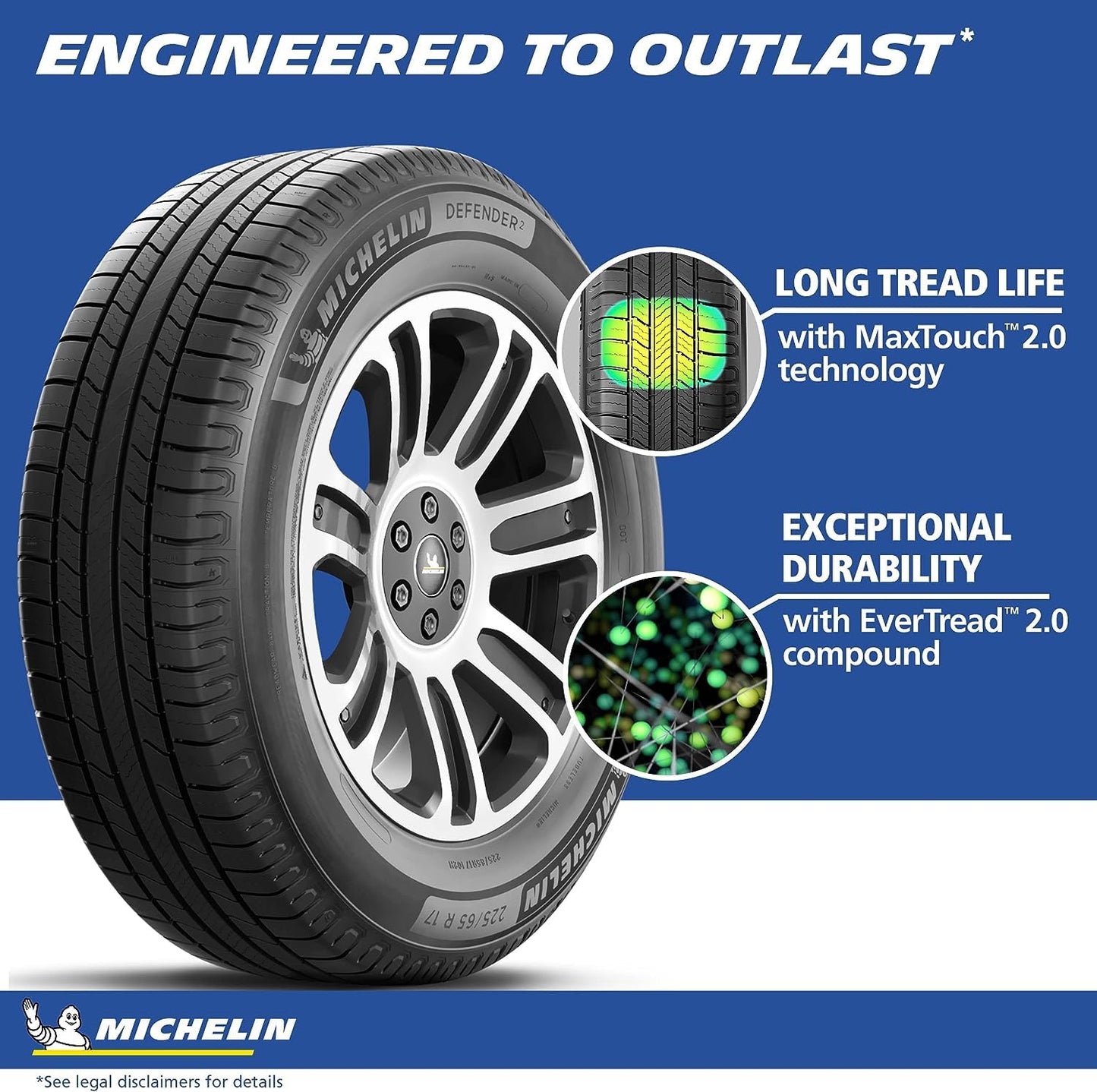 MICHELIN Defender2 All-Season Tire, CUV, SUV, Cars and Minivans - 225/50R17/XL 98H