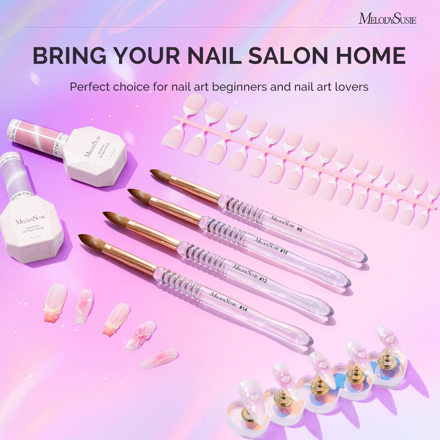 MelodySusie Kolinsky Acrylic Nail Brush, 80% Pure Kolinsky Hair, Professional Nail Brush for Acrylic Powder Nail Extension and 3D Nail Carving, Nail Art Tools for DIY Home Salon, Size 12