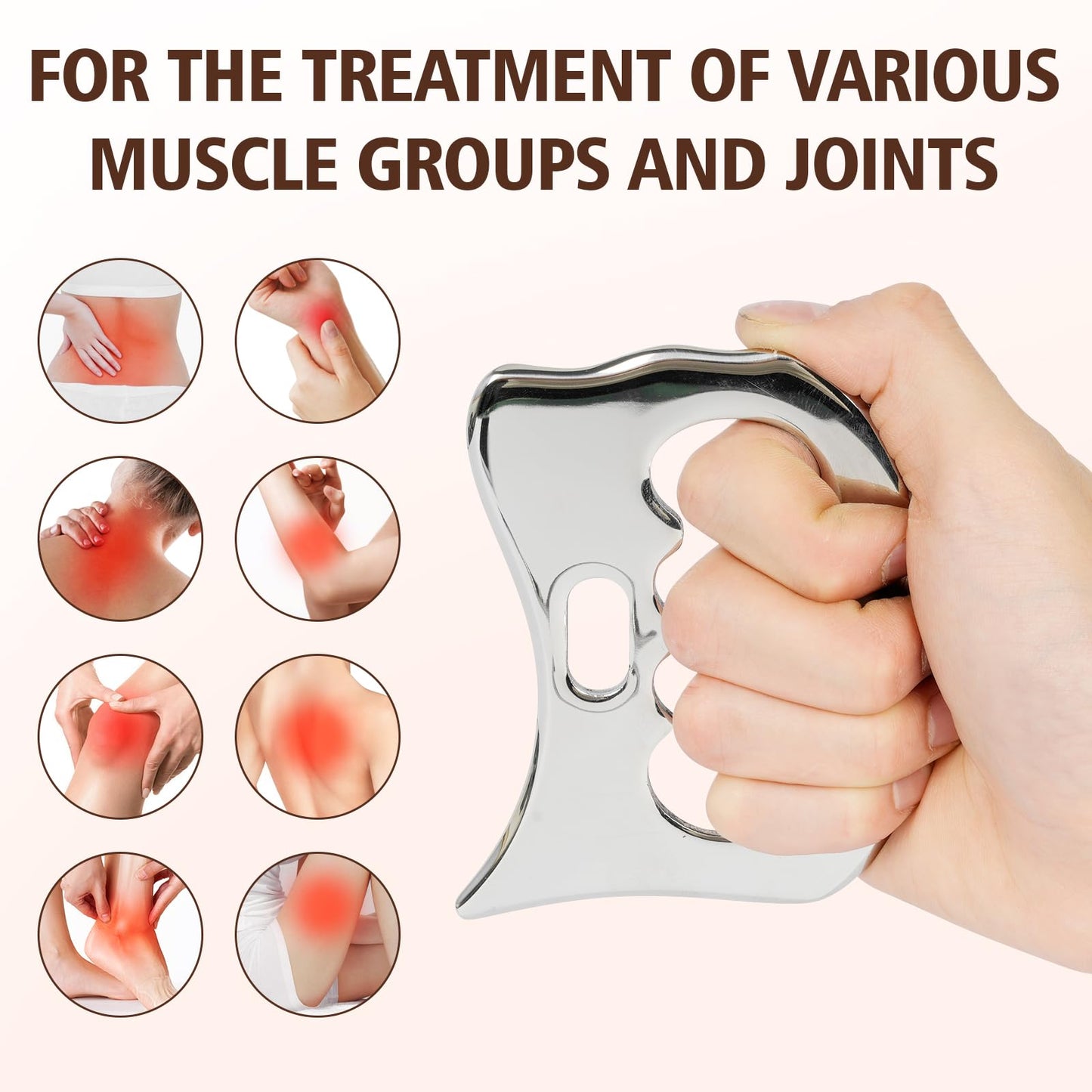 tonchean 8-Piece Muscle Scraper IASTM Tool Set, Gua Sha Scraping Massage Tool Set Stainless Steel Myofascial Release Tool Deep Tissue Massage Tool Set for Reduce Arms, Legs, Back, Shoulder Muscle Pain