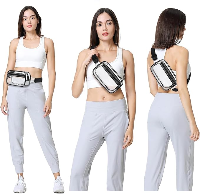 VOROLO Fanny Pack For Women And Men Crossbody Bag Belt Bag with Adjustable Strap Graduation Gifts Clear Black