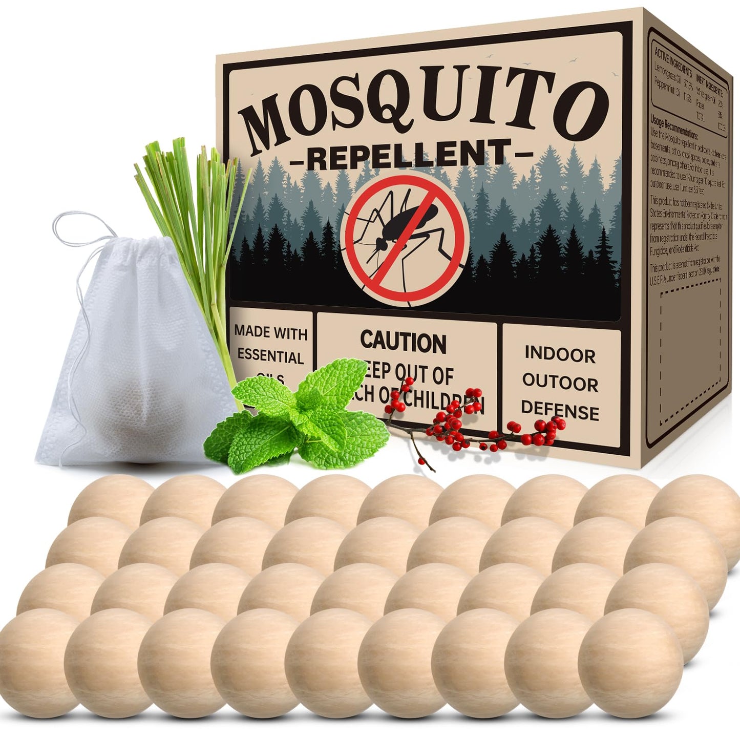 Mosquito Repellent 36 Balls â Mosquito Repellent Outdoor Patio & Indoor, Natural Mosquito Deterrent for Yard, Patio, Camping & Travel