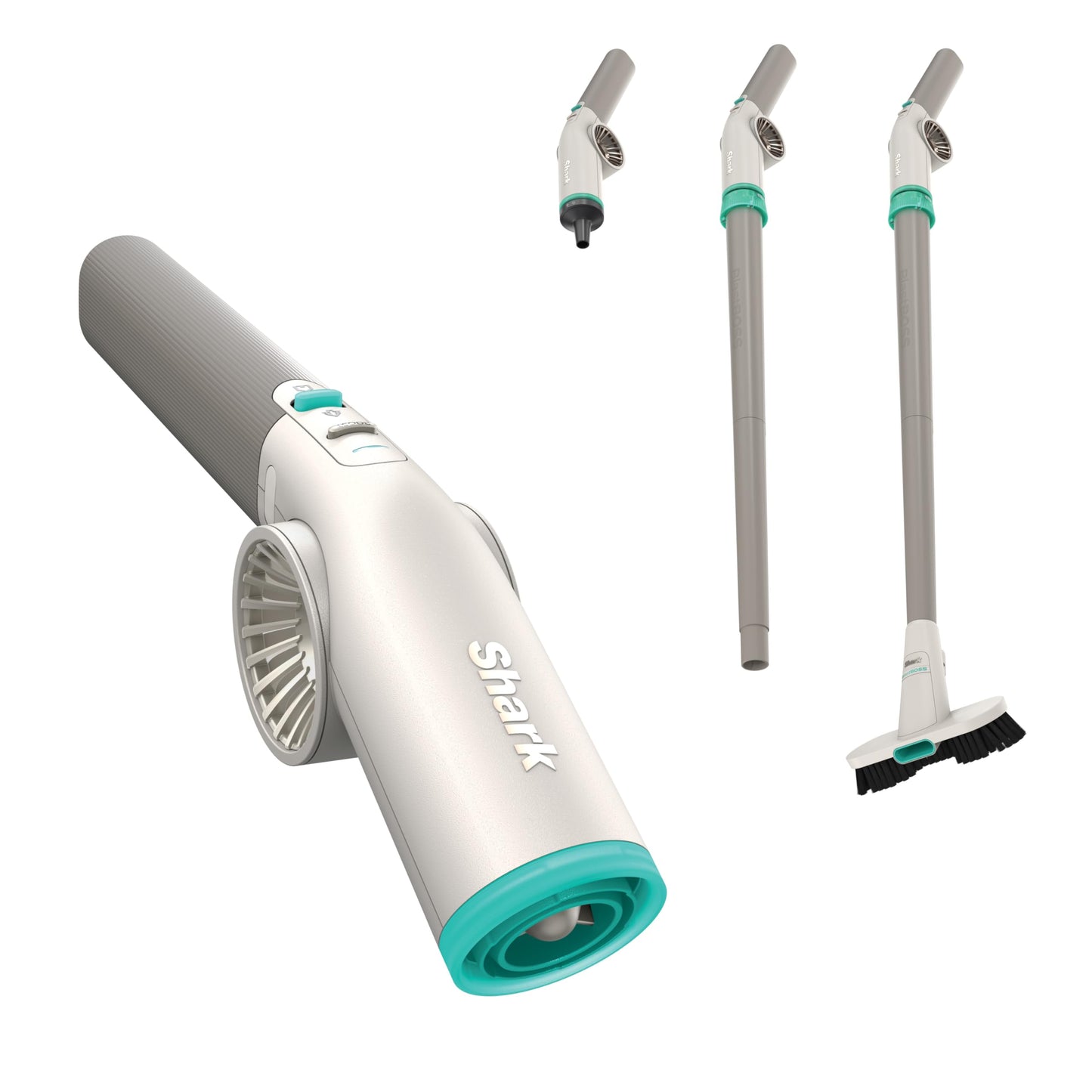 NEW Shark BlastBoss â All-in-One Air Blasting System with BlastBroom, Precision Nozzle, Extension Wand, Indoor/Outdoor Cleaning, 0-190 MPH, Cordless Handheld Blower, Rechargeable, Dove, AB2111GY