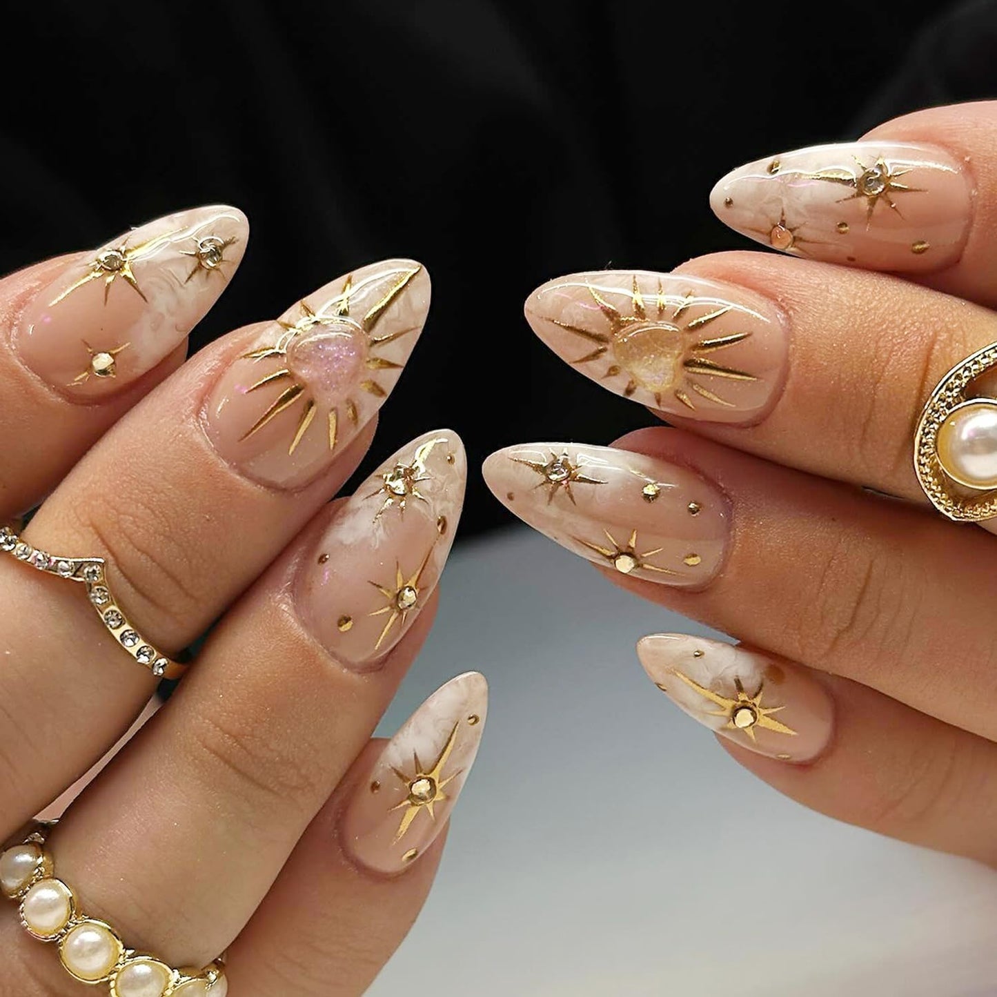 30Sheets Gold Nail Art Stickers Star Line 3D Self Adhesive Nail Stickers for Nail Art Moon Stars Nail Decals Heart Nail for Women and Girls Manicure DIY Decoration