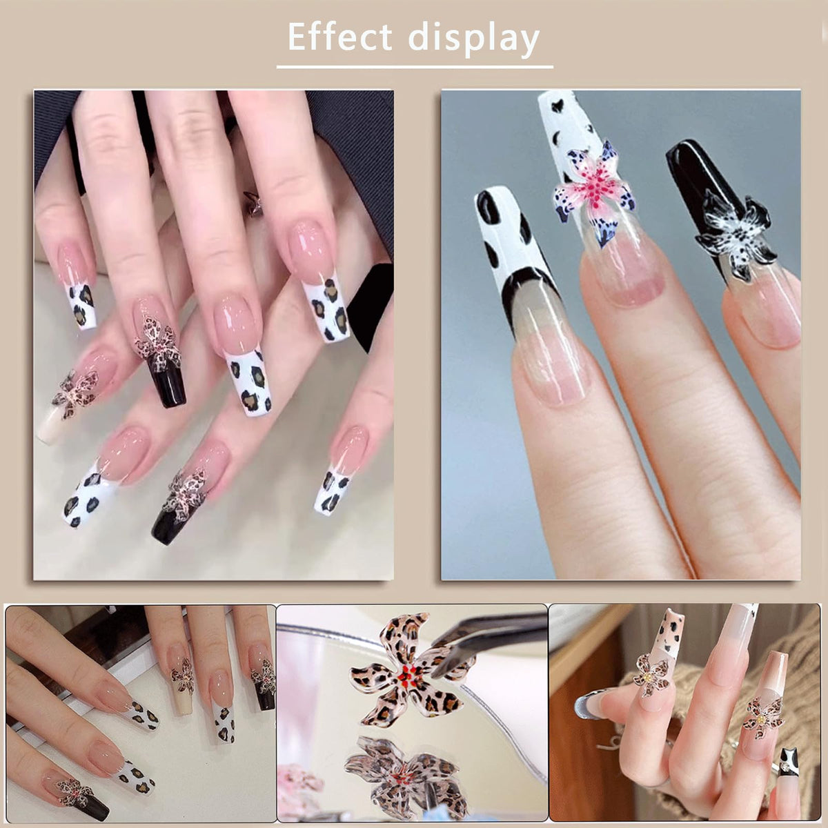100PCS Glitter Peach Blossom Nail Art Charms 3D with Ice Clear Powder Flowers Mixed Spring Summer Jelly Color Floral Diamond Nail Jewelry Tiny Flowers Nail Design for Women Manicure Supplies