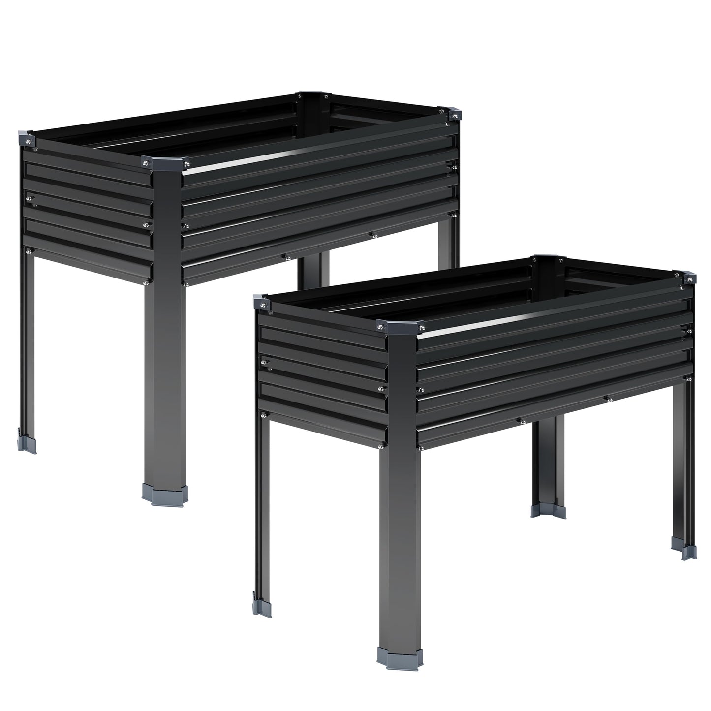 DIIYIV 2PCS Galvanized Raised Garden Bed with Legs,2PCS 48Ã18Ã30in Elevated Planter Box for Backyard,Garden, Patio, Balcony, 300lb Capacity,Planters for Outdoor Plants,Black