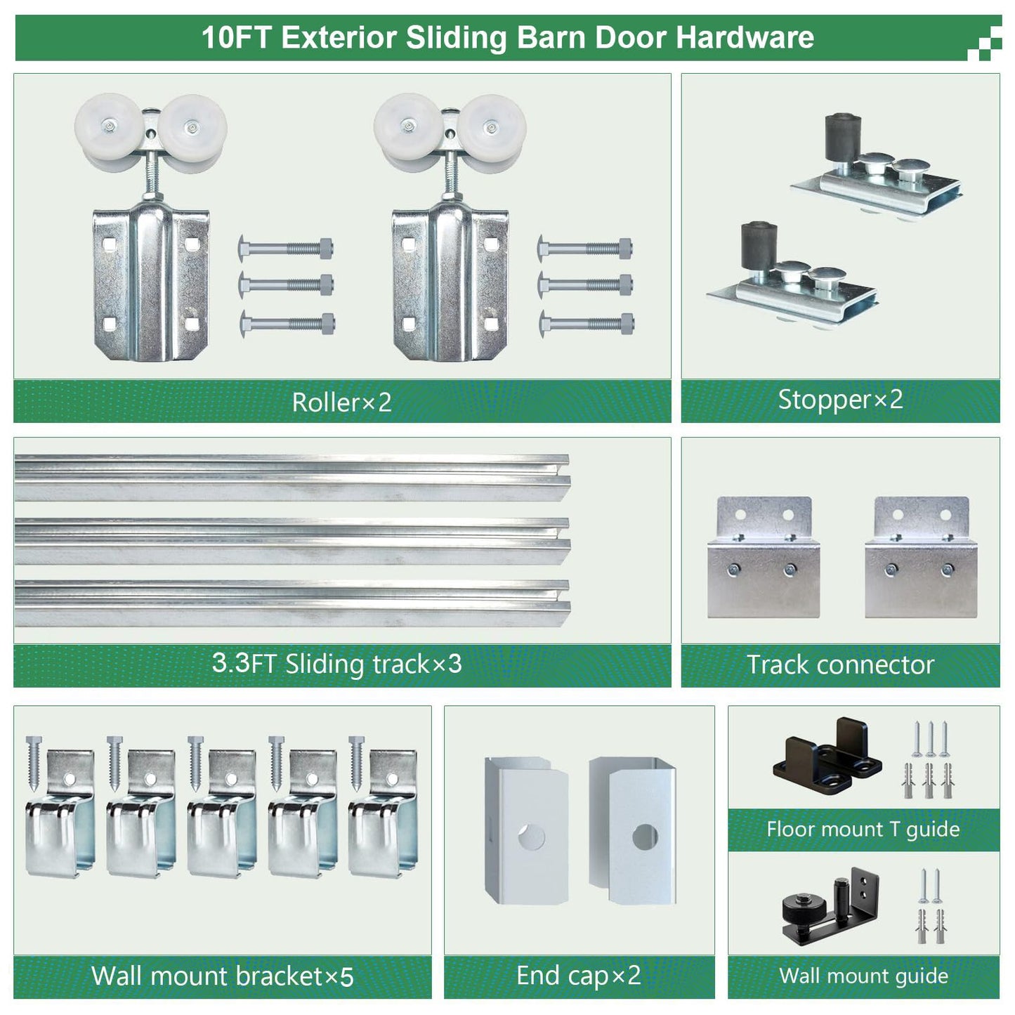 DIYHD 10FT Galvanized Steel Exterior Sliding Barn Door Hardware Kit, 10ft Wall Mount Heavy Duty Box Track for Outdoor, Fit Max Door Width 60in, MAX Load 300 lb (No Door)