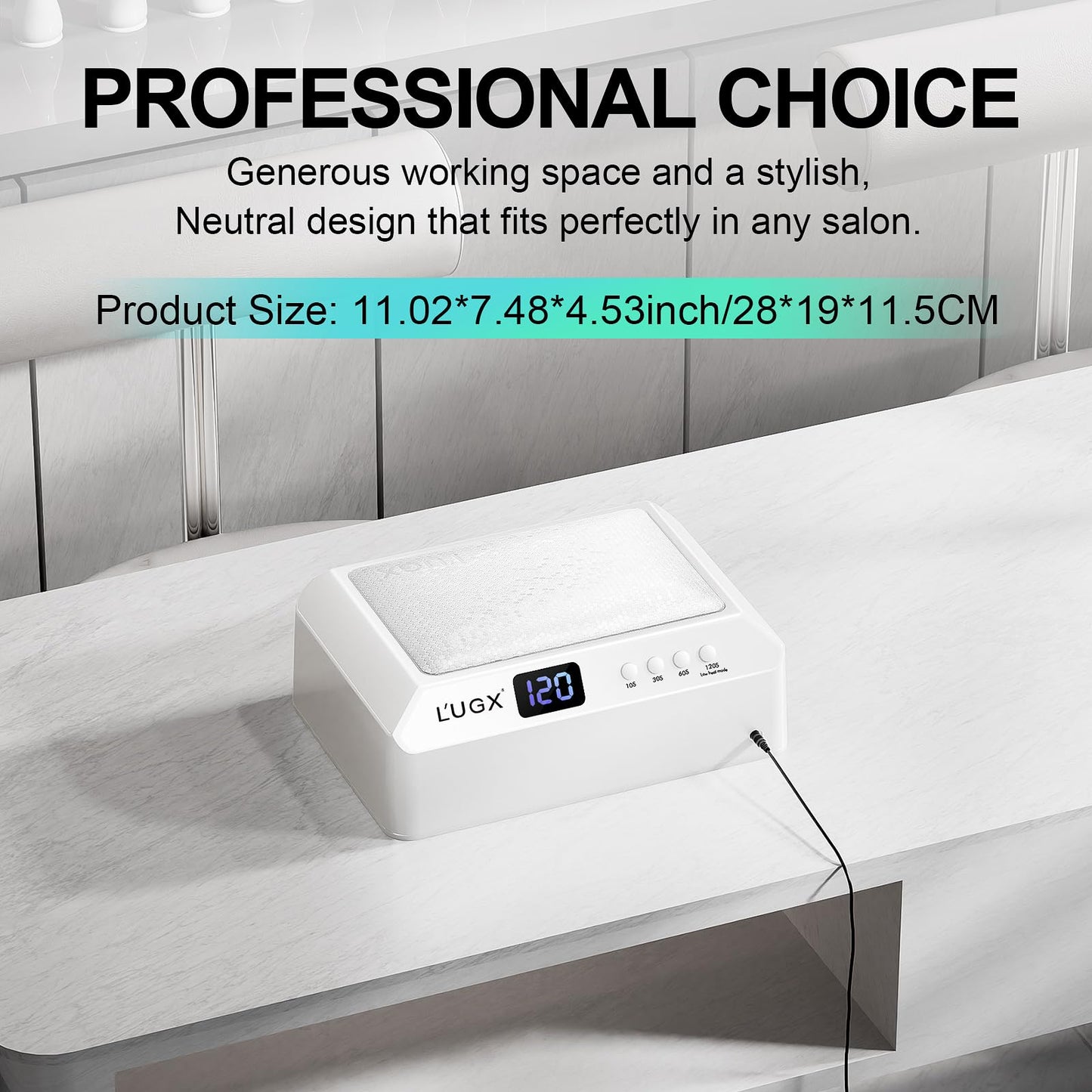 L'UGX Professional Nail Curing Lamp for Gel Polish Dryer 72W LED UV Nail Lights with Arm Rest Pillow & Retractable Tray,Perfect for Manicure & Pedicure at Salon & Home - Plug-in Nail Lamp