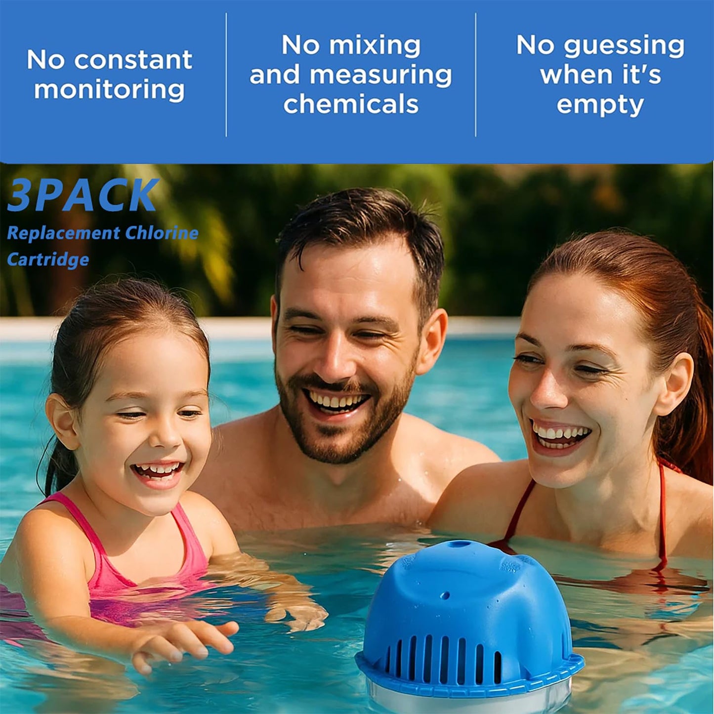 NICEBITT 3 Pack Hot Tub Chlorine Cartridges Replacement for Frog Ease Floating System,Each Cartridge Lasts 3 to 4 Weeks,Perfect for Hot Tubs 200 gallons to 600 gallons