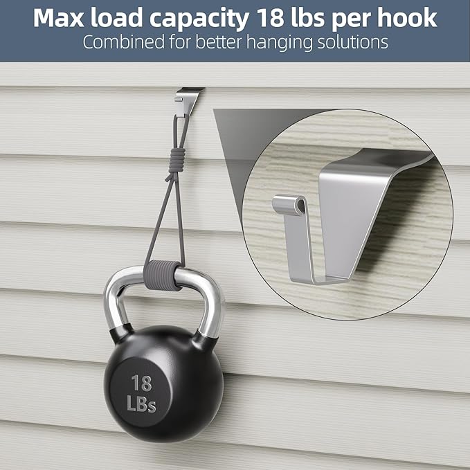 Antimbee Vinyl Siding Hooks Hanger,10 Pack No Hole Siding Hanging Hanger,Heavy-Duty Stainless Steel Siding Hooks for Hanging on Patio,Vinyl Siding Clips Applicable to Outdoor or Holiday Decoration