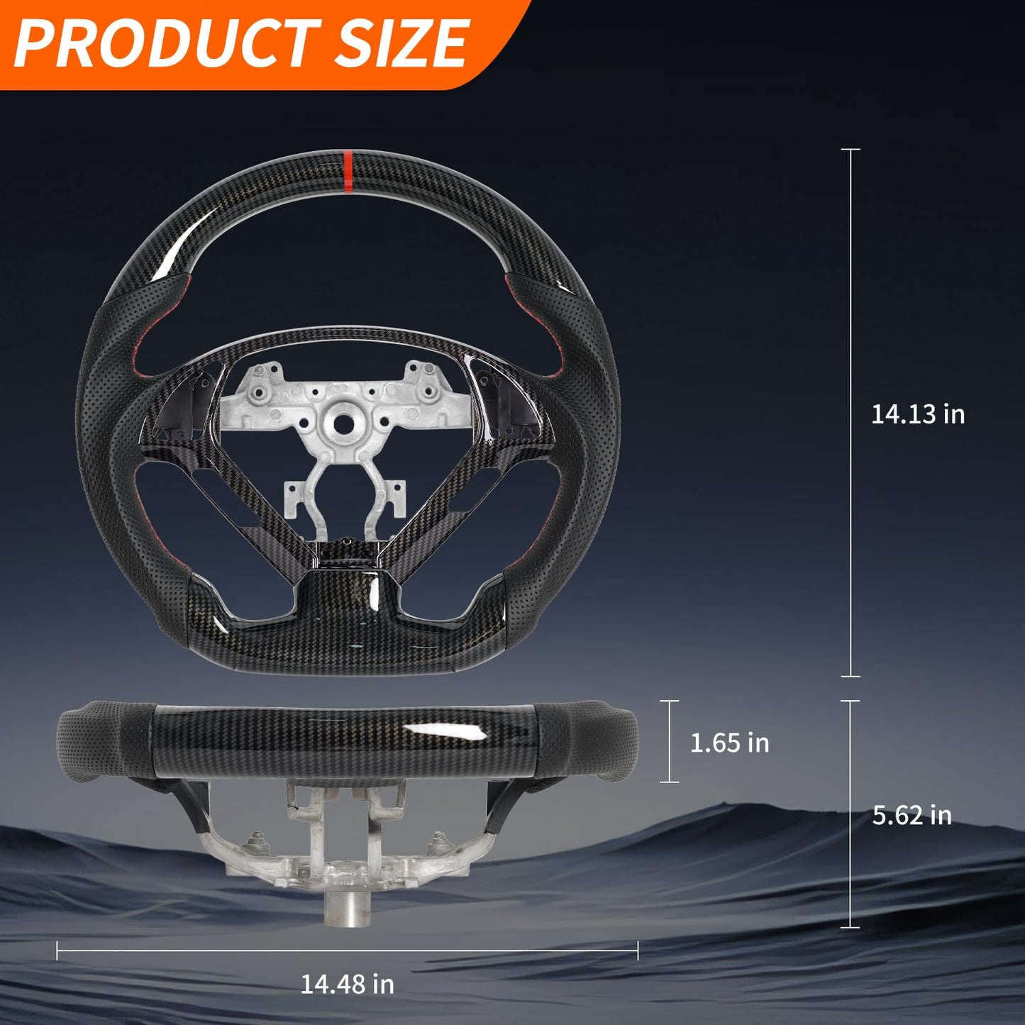 JIANGGAI Hydro Dip Carbon Fiber Steering Wheel With Replacement Trim Fit for Infiniti G25 G35 G37 2007-2013 EX35 EX37 2008-2013