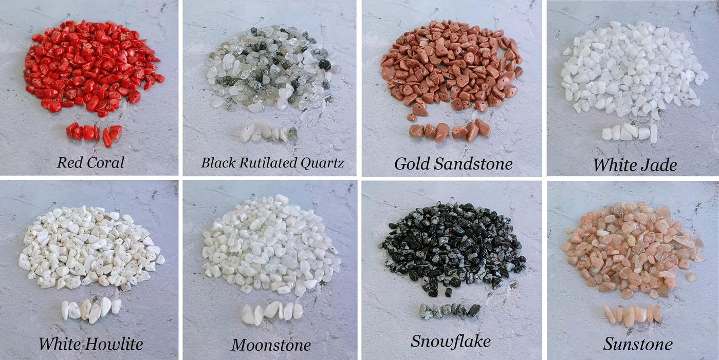 LAIDANLA Snowflake 400pcs Natural Chip Stone Beads 5-8mm Healing Crystal Irregular Gemstones Drilled DIY Loose Rocks Bead Crystal for Bracelet Earrings Necklace Jewelry Making Crafting