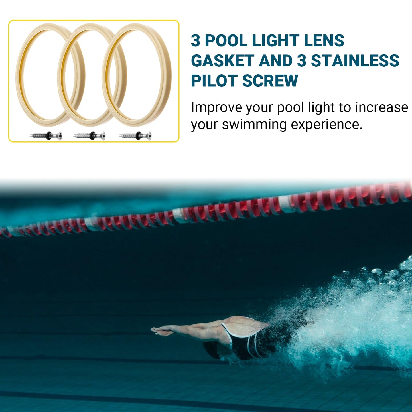 AR-PRO 8 3/8" Pool Light Lens Gasket - Exact Replacements for Pentair Part Numbers 79101600Z and 79104800 - Works with Pentair IntelliBrite, AmerLite, and SAM Amerlite Lights,Set of 3