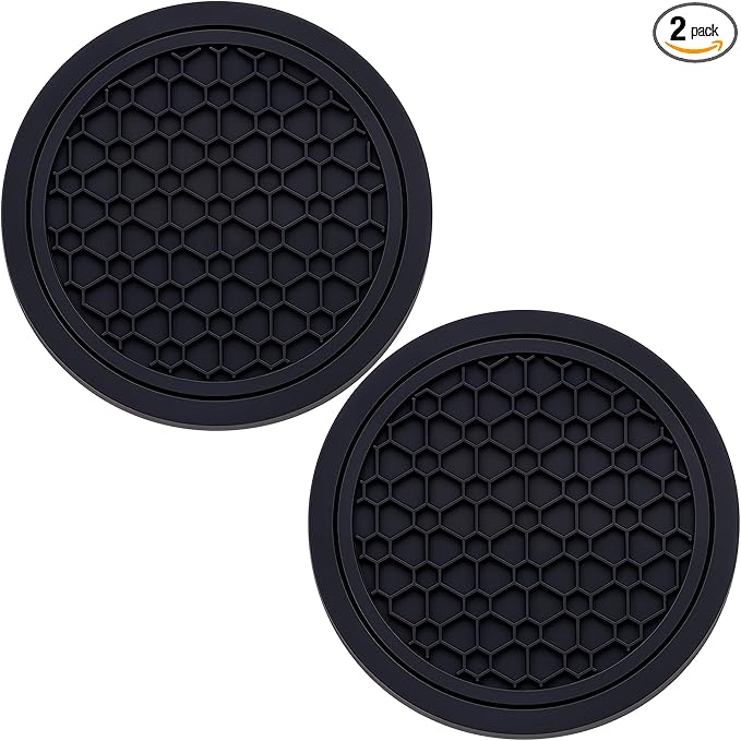 2-Piece Anti-Slip Car Cup Coaster Set â 2.75 Inch Auto Insert Drink Mats, Perfect for Coffee & Beverages â Stylish Interior Decor for Women & Girls (Black)