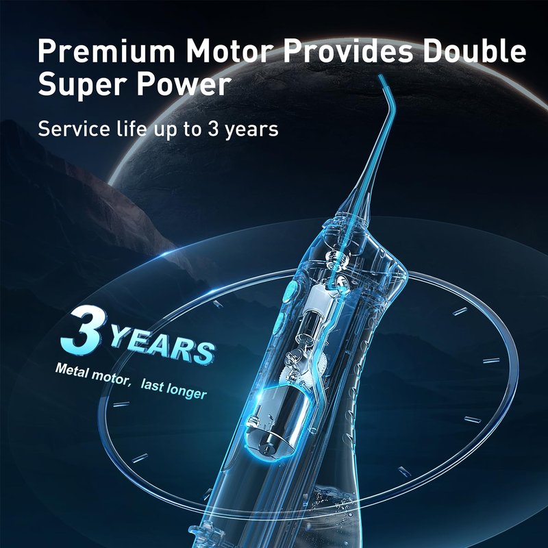 COSLUS Water Dental Flosser Teeth Pick C20: ADA Accepted, Portable Cordless Oral Irrigator 300ML Rechargeable Travel Irrigation Cleaner IPX7 Waterproof Electric Flossing Machine for Teeth, Grey