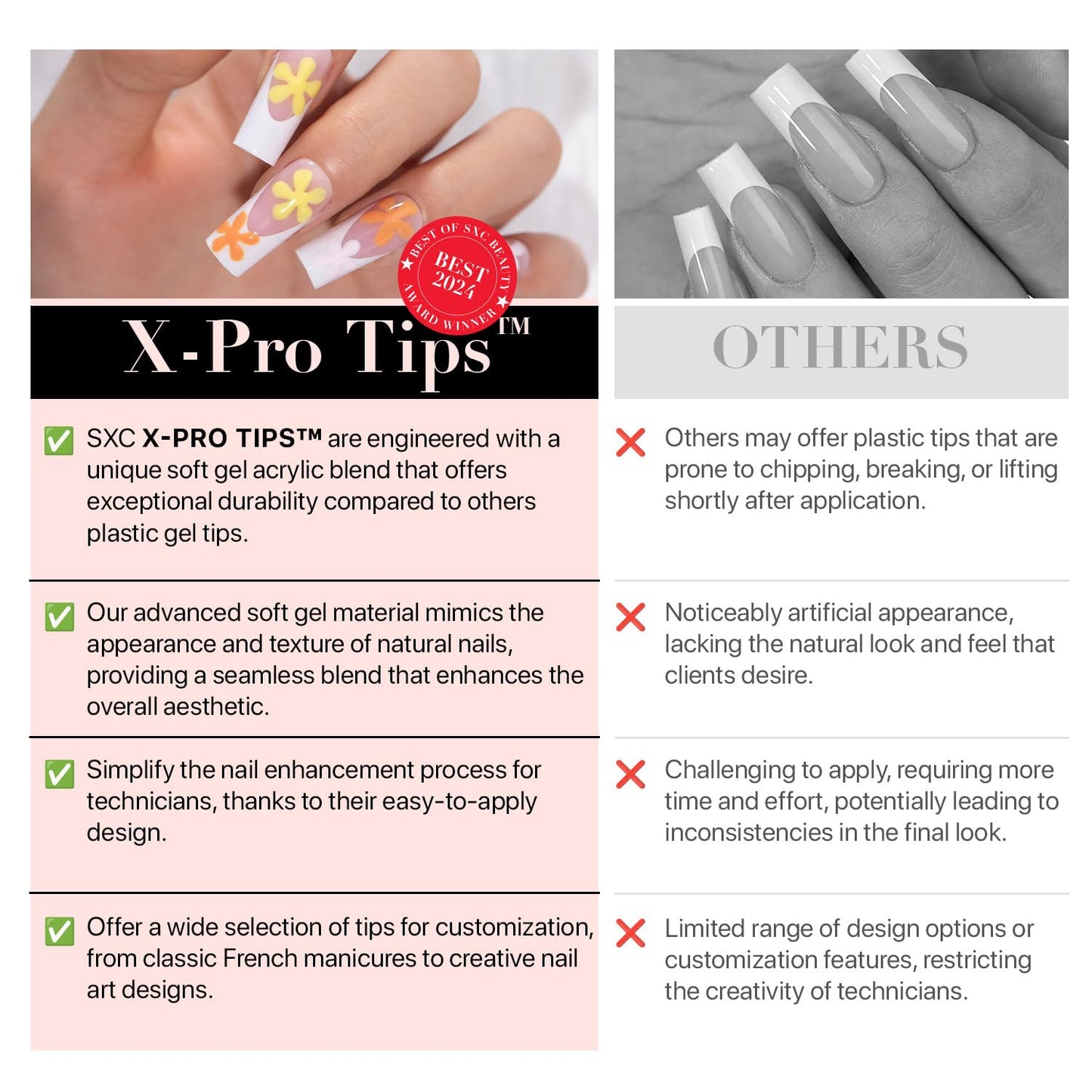 SXC Cosmetics X-Pro Tips French Tip Press On Nails - Bright Pastel Glow in the Dark Series (GLOW117-M Square)