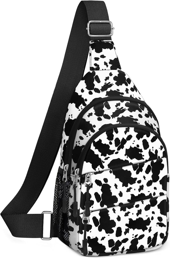 Tuwubi Crossbody Bags for Women, Sling Bag for Men, Small Hiking Backpack Anti Theft Lightweight for Outdoors Travel ï¼ÂL, Cow Printï¼Â