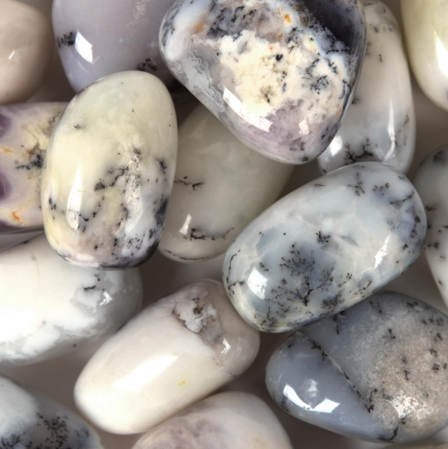Justinstones 1/2LB White Opal Tumbled Polished Natural Crystal Healing Pocket Stones Rock Collection