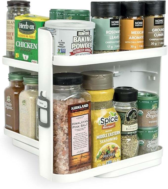 Cabinet Caddy SNAP! Spice Rack Organizer for Cabinet - Slide & Rotate Seasoning Organizer - 4 Snap-In Adjustable Shelves for 5 Tier of Storage - Magnetic Modular Design - 8.9âH x 6.1âW x 10.8âD