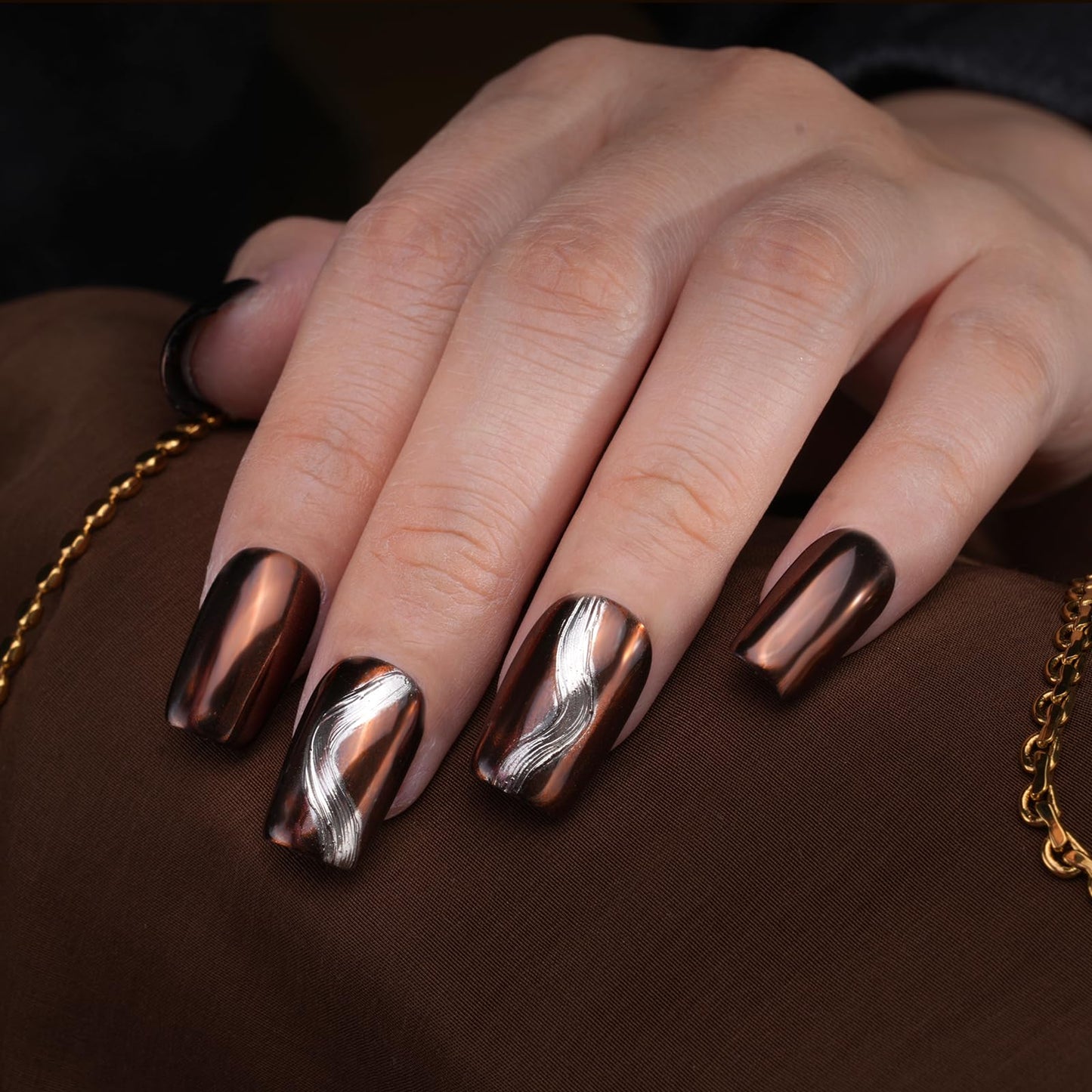 Pretty Diva Chrome Nail Powder - Coffee Chocolate Effect Nail Art Mirror Chrome Nail Powder, Brown Metallic Mirror Chrome Powder Pigment for Nail Art Decoration
