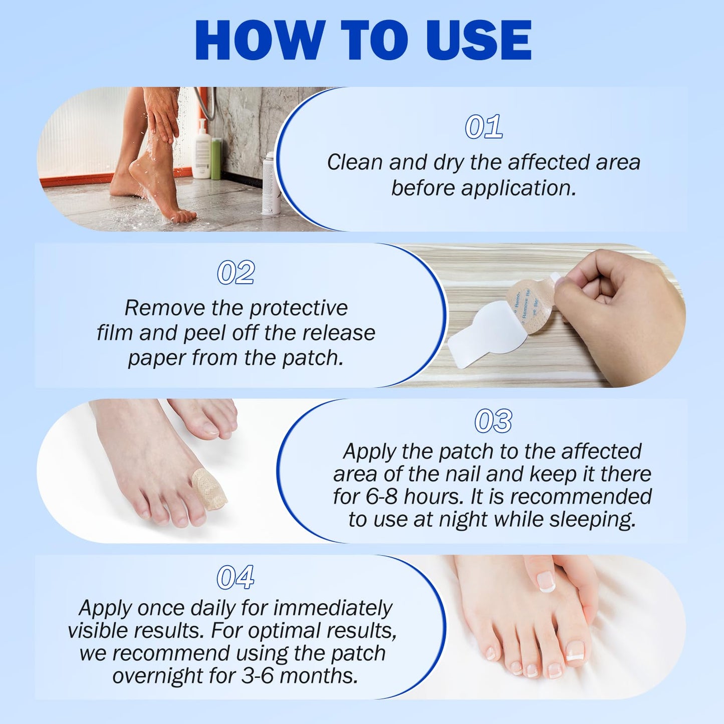 Toenail Treatment Extra Strength, Nail Repair Patches, 8 Hours Overnight Renewal for Thick, Brittle and Discolored Toe Nail, Repair & Strengthen Damaged Foot Nails, 2 Pack (42 Pcs)