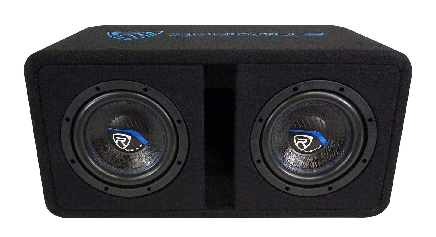 Rockville DV8K52 Dual 8" K5 1600W Car Subwoofers, 2 Ohm Final Load, Vented Enclosure, Non-Pressed Paper Cone, Durable Build, for Car Audio Systems
