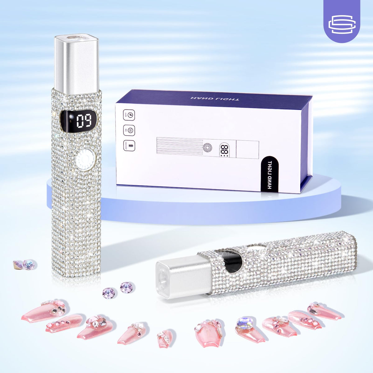 CHRISTINE SHELLY Handheld UV Light for Gel Nails, Mini LED Cordless Nail Lamp for Gel Nail Polish, Portable Flash Cure Lamp, Rechargeable USB Nail Dryer with LCD Display Fast Curing Home DIY