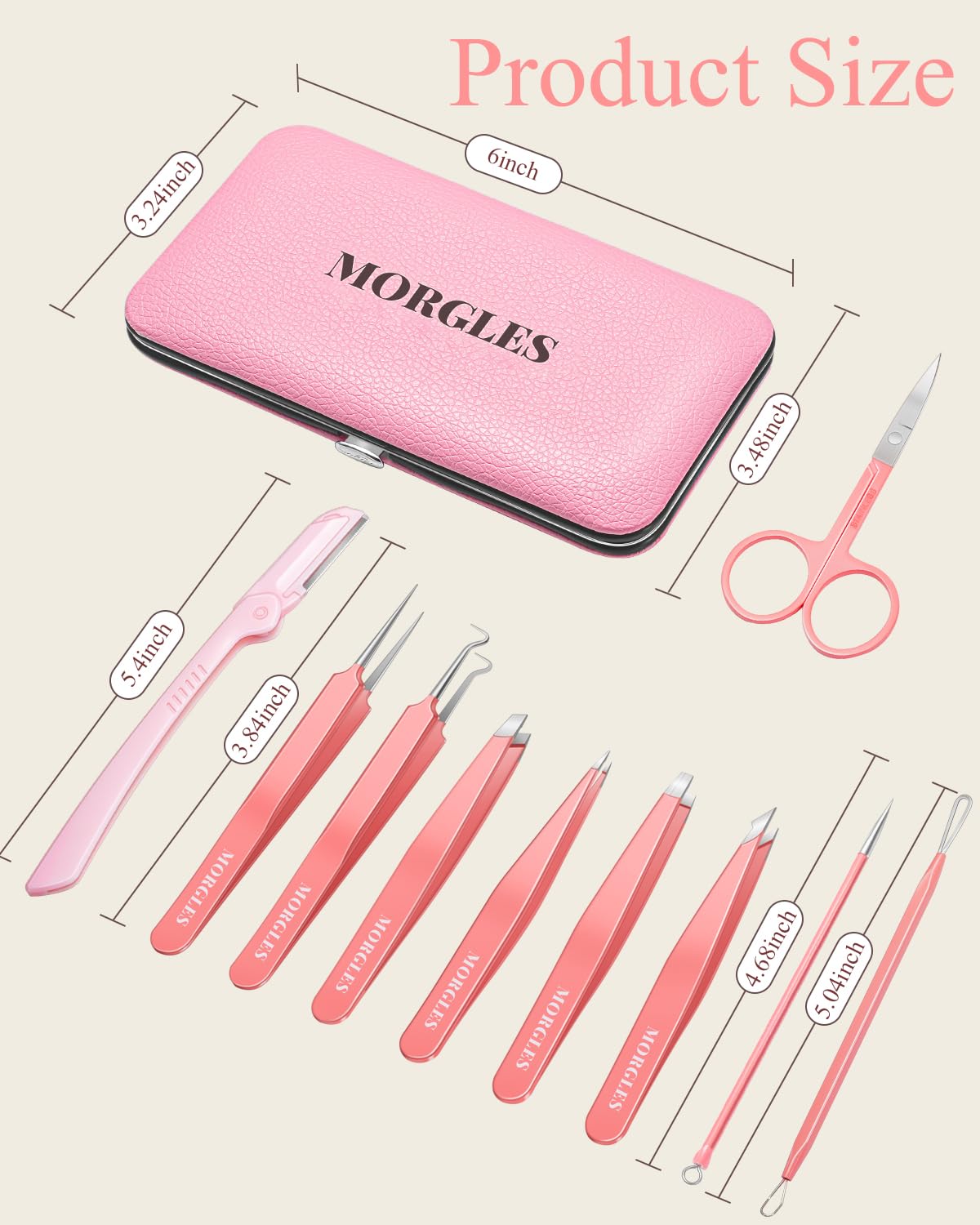 Eyebrow Tweezers for Women Facial Hair, 10 in 1 Eyebrow Kit with Pimple Popper and Blackhead Remover Tool, Ingrown Hair Tweezers Set with Travel Bag, Hair Plucking Daily Beauty Tools