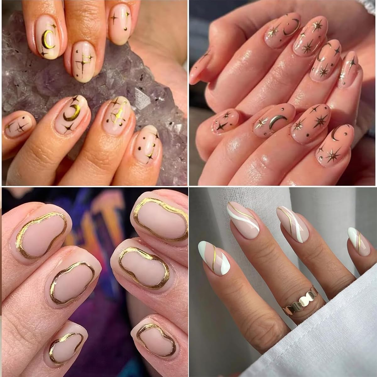 Nail Charms Nail Art Kit with 30 Sheets Gold Nail Stickers 5 Boxes of Nail Gems Nail Art Tools Nail Rhinestones for Nails Nail Supplies 3D Nail Charms and Gems Nail Decals Nail Pearls