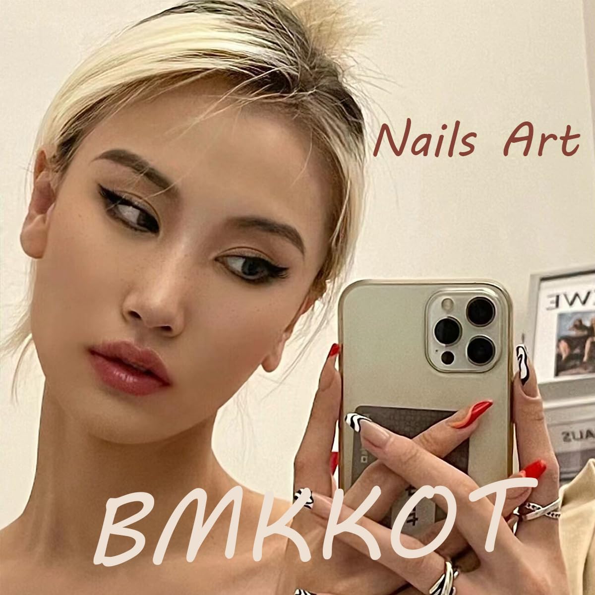 24Pcs Pink Almond Press on Nails Medium French Tip Fake Nails Silvery White Star Glue on Nails with 3D Pearl Rhinestones Full Cover Handmade False Nails Bow Acrylic Nails for Women Stick on Nails
