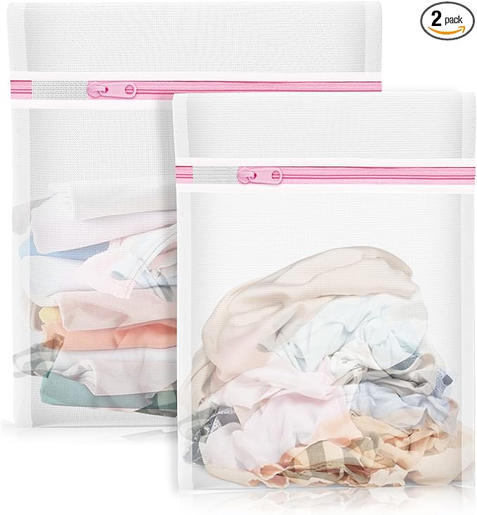 2PCS X-Large Heavy-Duty Mesh Laundry Bag: Ideal for Bulky Items - Wash & Store Down Jackets, Sheets, Sweaters | Multi-Purpose Lingerie Washing Bag for Delicates & Travel Storage,24X24â+20X24â