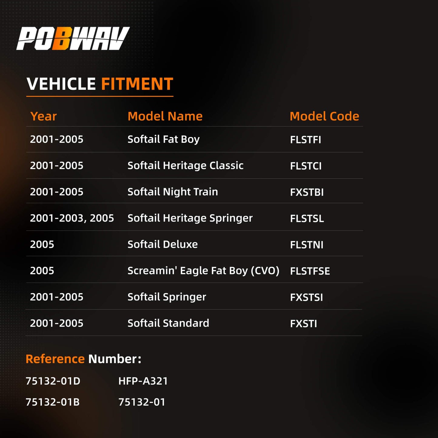 POBWAV 75132-01D Fuel Pump Assembly Compatible with Harley Davidson Softail 2001-2005, Heritage, Fat Boy, Night Train - Replaces 75132-01B