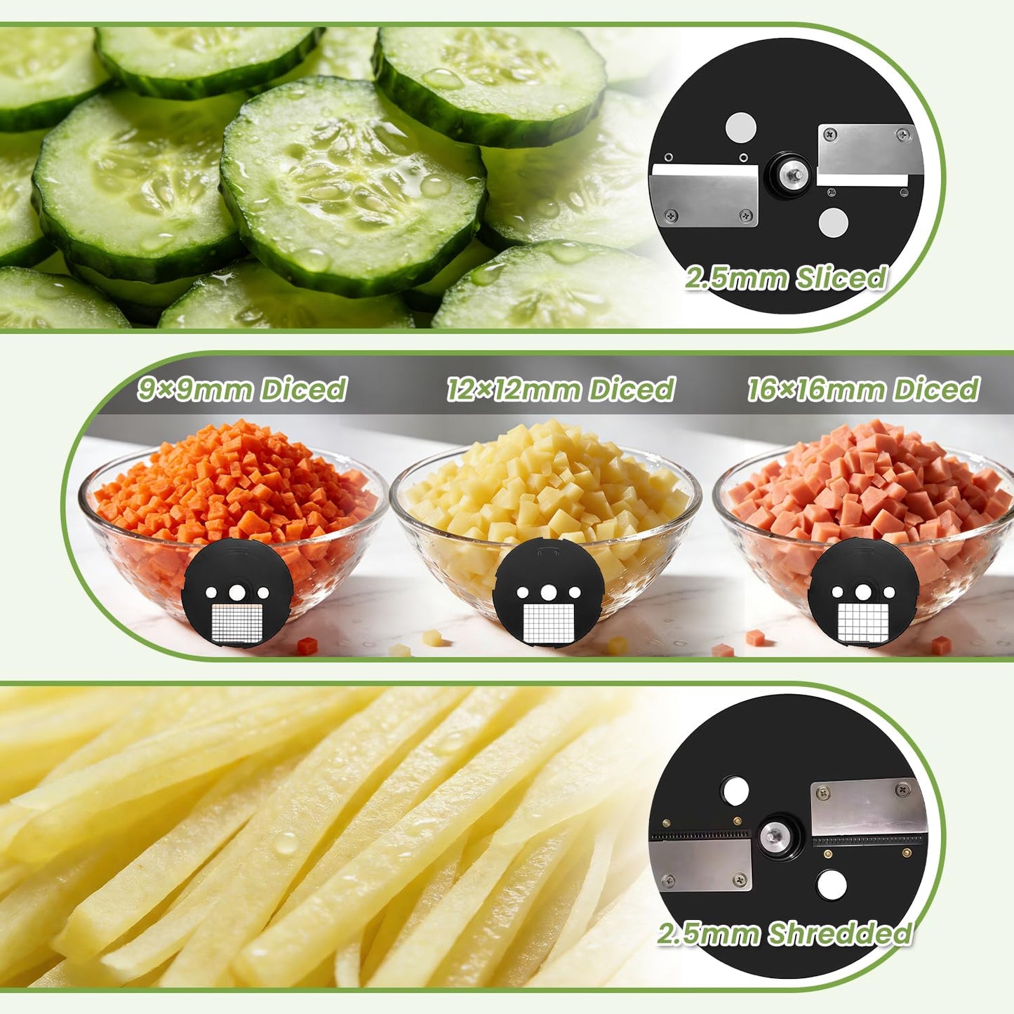 5 in 1 Commercial Food Processor with 5 Blades, Electric Vegetable Chopper, Vegetable Dicer Fruit Slicer, Multifunctional Shredder Slicer Dicer Machine, for Potato Onion Carrot, 110V
