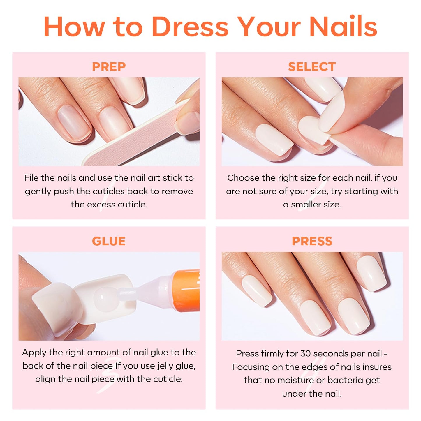 Modelones Press on Nails Short, Oval Spring Fake Nails, Reusable Nail Kit with Nail Glue Adhesive Tabs Mini Nail File, Nails Press Ons 32Pcs 16Sizes, Women Girl Gift, Pink Ombre