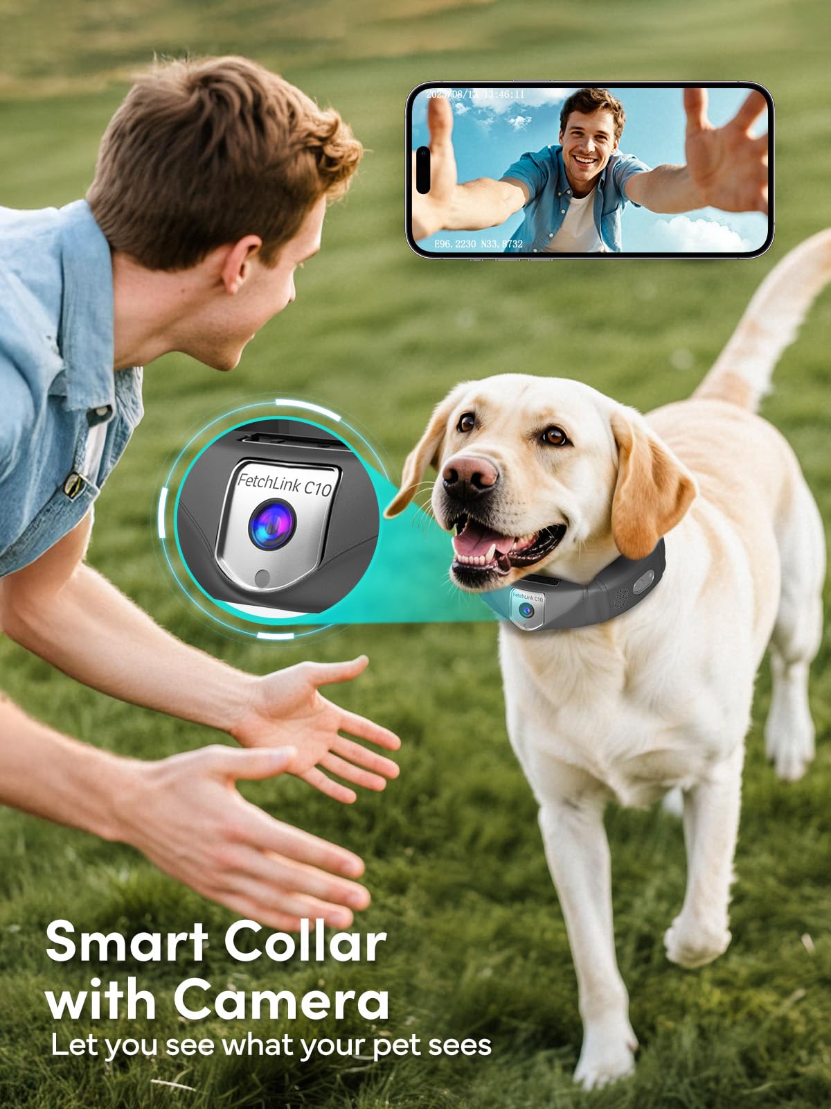 Fingarden GPS Wireless Dog Fence with 2K Camera & Voice Training & GPS Tracker, Dog Collar with App Waterproof Rechargeable Adjustable for Large Medium Dogs