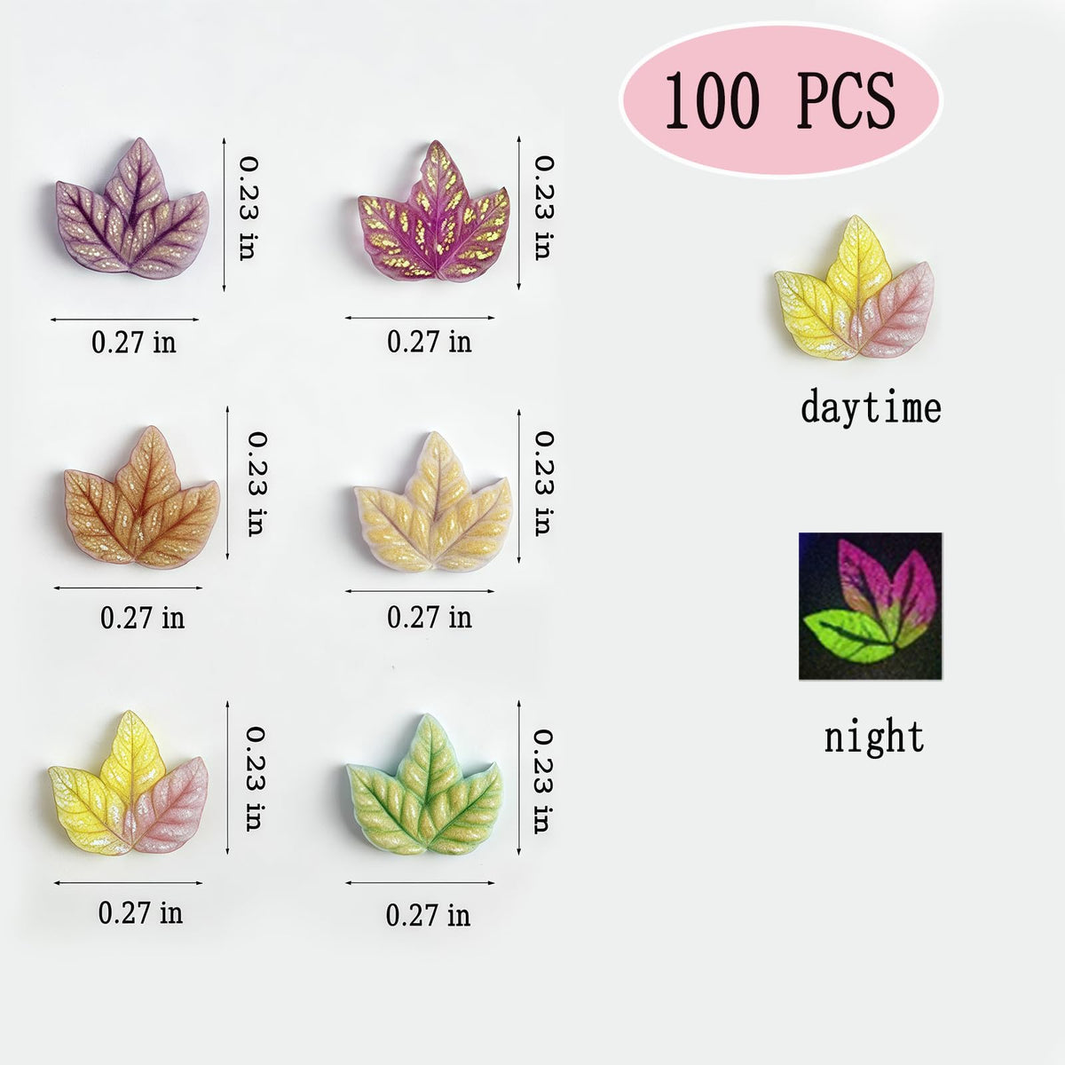 100 Pcs Luminous Fall Nail Art Charms Mixed Color Resin Maple Leaves Nail Charms 3D with Night Light Fall Leaves Designs Nail Accessories Autumn Charms for Acrylic Nails DIY Thanksgiving Nail Supplies