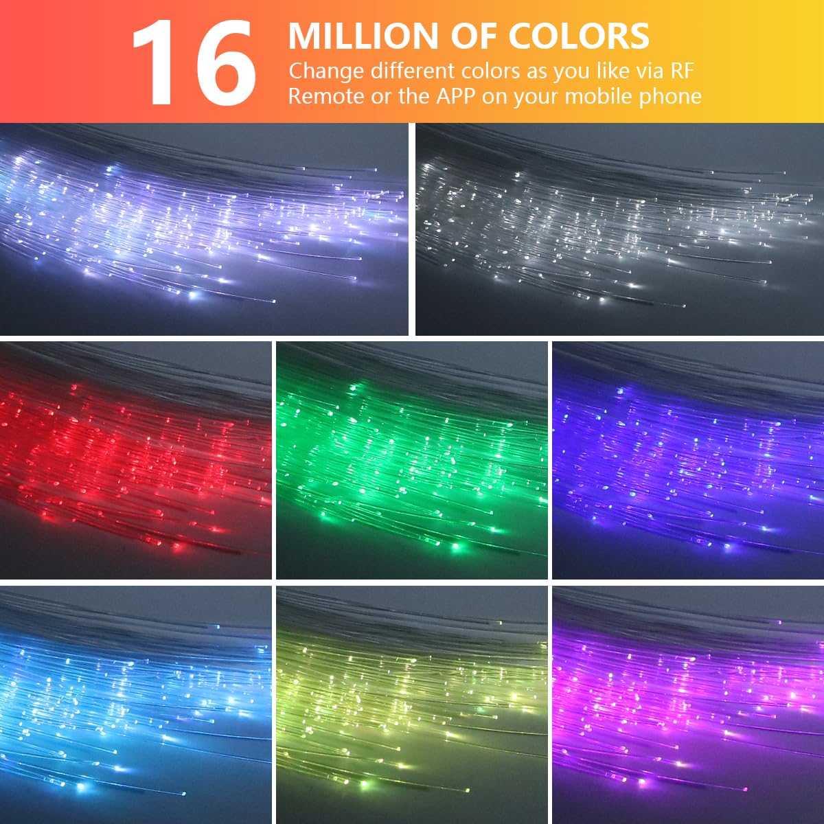 16W Car Home Starlight Headliner Kit, Twinkle & Sound Activate RGBW Fiber Optic Lights with APP & Remote Control, Shooting Star Lights for Ceiling Decoration, 600 pcs 9.8ft