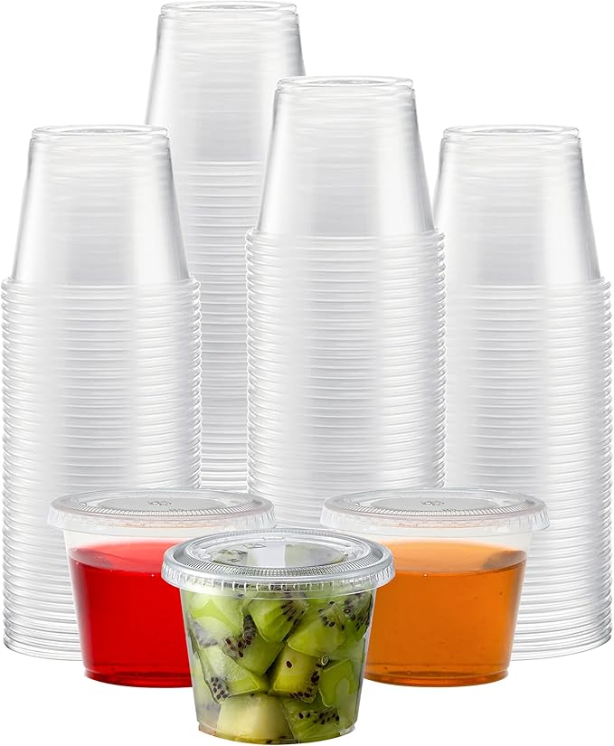 TashiBox 200 Sets-5.5 Ounce Disposable Plastic Jello Shot Cups with Lids, Souffle Portion Cupsâ¦