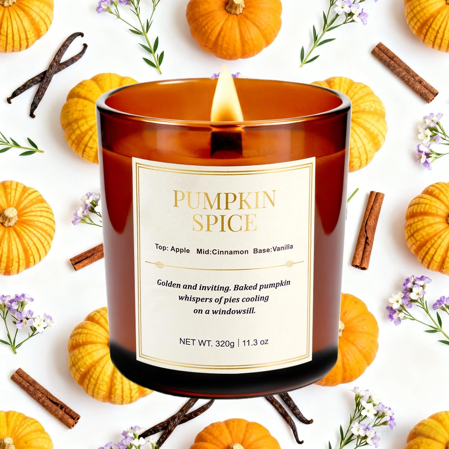 Candle Gift Set โ2 Pack Wood Wick Pumpkin Spice Scented Candles,22.6 oz Natural Soy Wax Candles with Gift Box,Long Lasting Autumn Candles for Home Decor,Gifts for Women