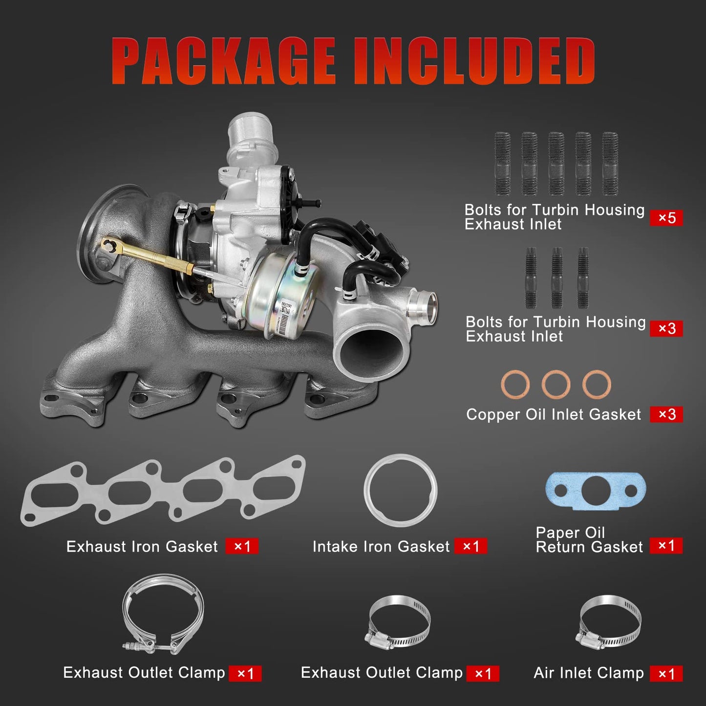 TEMSONE 1.4 L Turbocharger with Gaskets Repair kits Compatible with 2011-2015 Chevy Chevrolet Cruze 2012-2020 Sonic 2013-2021 Trax 2013-2021 Buick Encore Replace# 667-203 55565353 GT1446 Turbo Charger