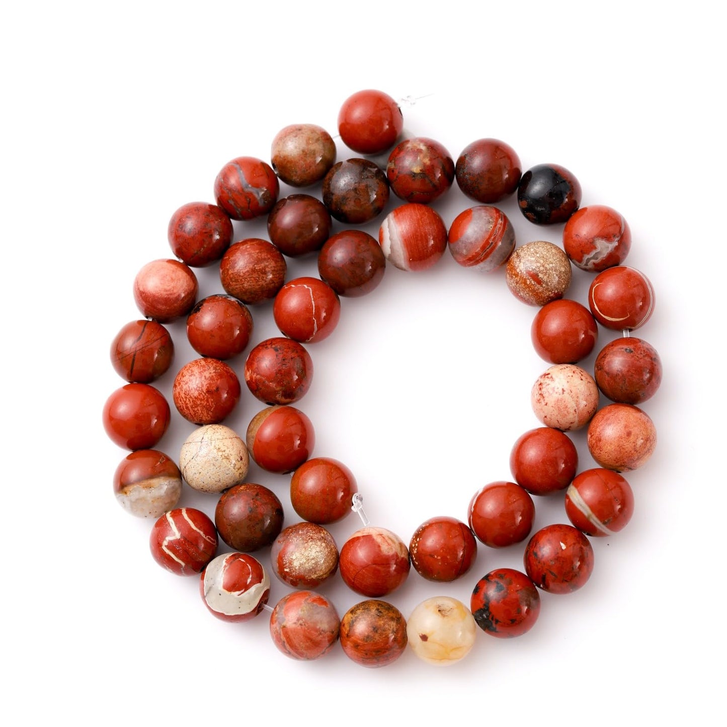 8mm 45pcs DIY Natural Red Stone Beads Round Healing Crystal Gemstone Loose Beads for Jewelry Making Handmade Bracelet Necklace